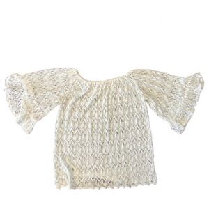 Emma Rose Women’s White Lace Knit Top Stretchy Neck Size Large